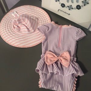 RuffleButts 0-3 swimwear and matching hat